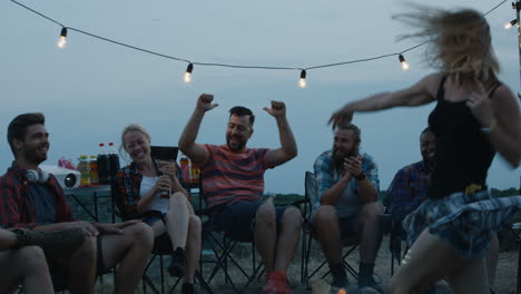 friends camping trip with dancing and fun