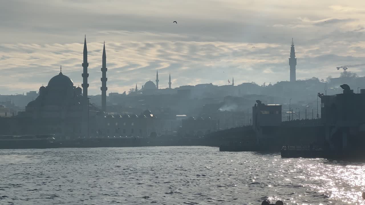 Video in Istanbul city center shows Rustem Pasha Mosque and Galata Bridge