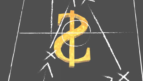 animating dollar sign and mathematical symbols over dark background