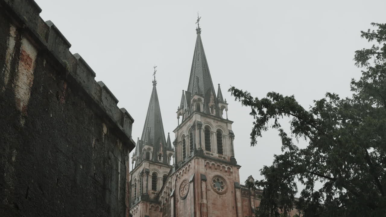Medieval Cathedral with High Towers