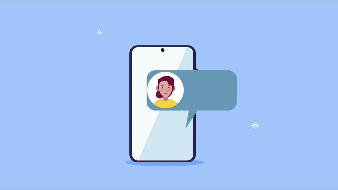 male contact in speech bubble and smartphone