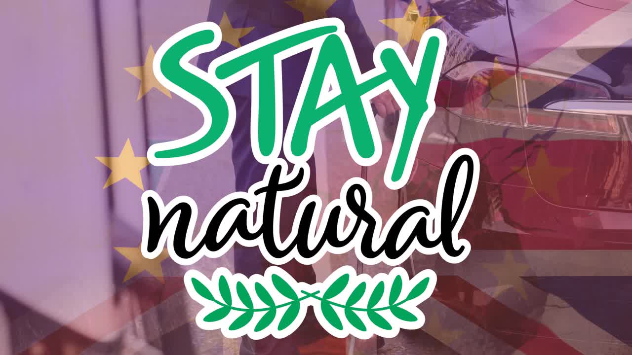 영국과 유럽연합의  ⁇ 발 위에 있는 자연스러운 텍스트가 전기차 충전 위에 있습니다.