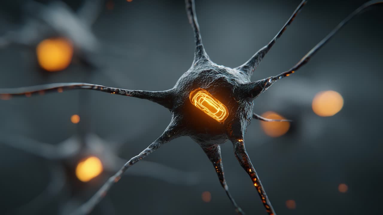 Intricate Visualization of Neurons Undergoing Electrical Activity, Highlighting Dynamic Interactions and Connections Through Vibrant Colors and Textures