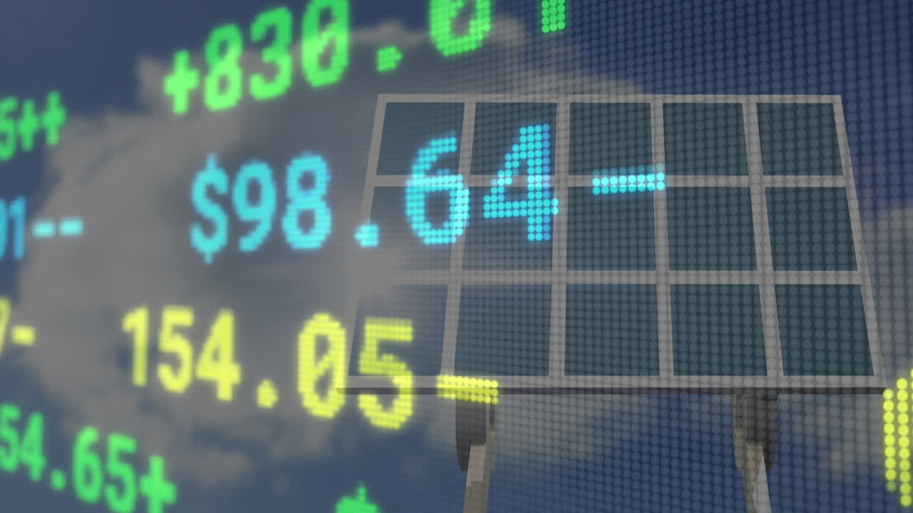 태양 전지 패널을 통해 금융 데이터 처리의 애니메이션