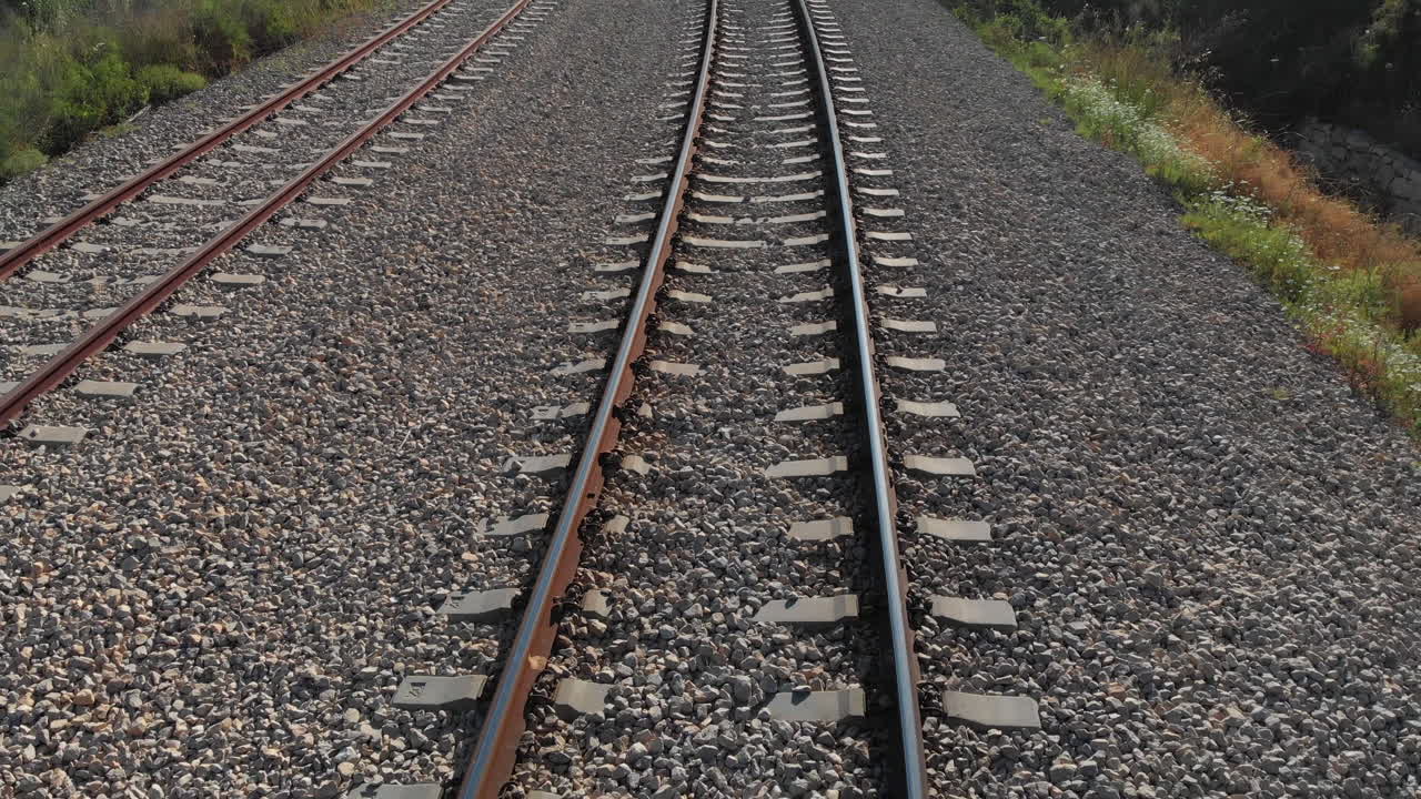 Flying over train rails