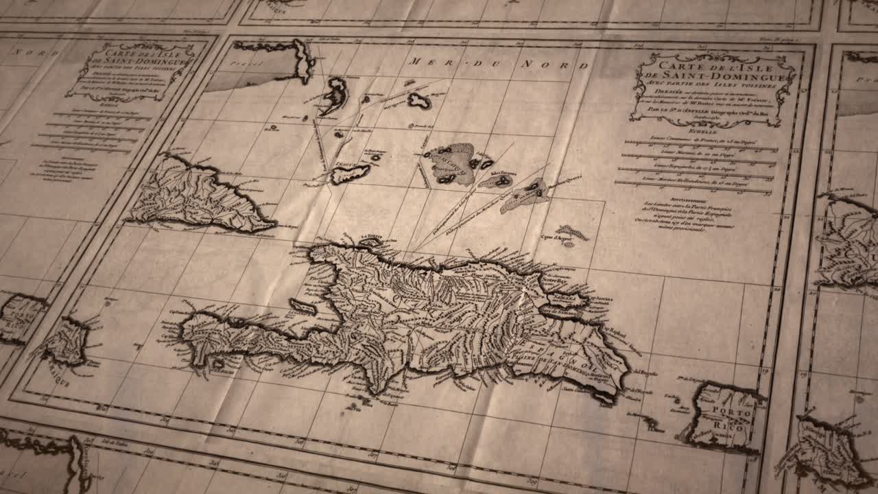 Antique map of Santo Domingo and surrounding Caribbean islands