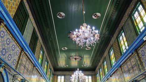 amazing decorated ceiling and walls of el ghriba jewish synagogue of djerba in tunisia