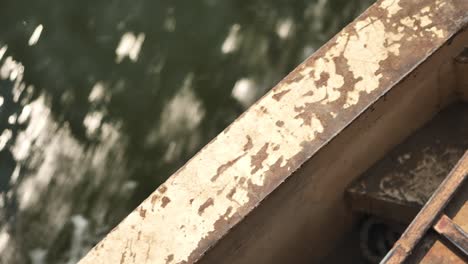 boat moving forward in ganga river at kashi, varanasi, uttar pradesh, india. day time, pan shot, 4k.