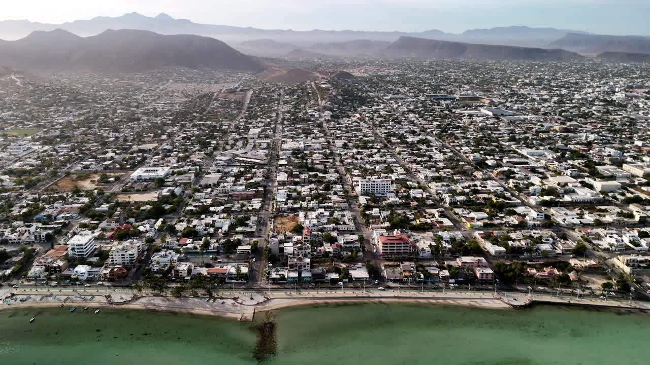 Drone shot of la paz pier in baja California sur mexico