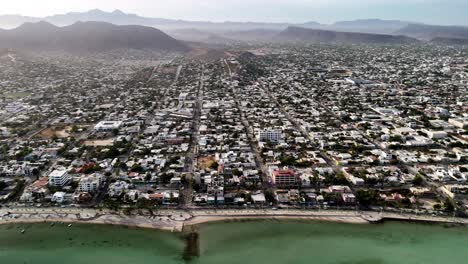 drone shot of la paz pier in baja california sur mexico