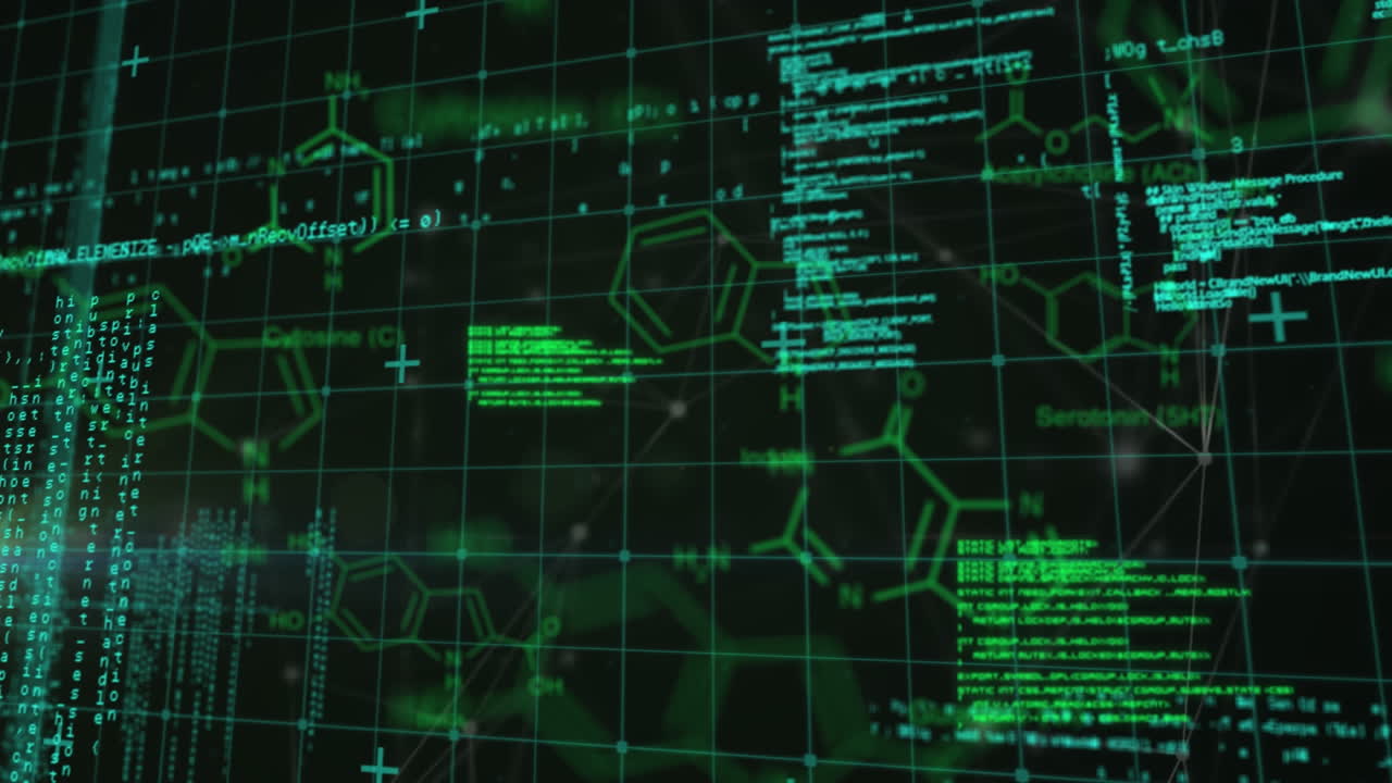 animación del procesamiento de datos sobre las estructuras químicas