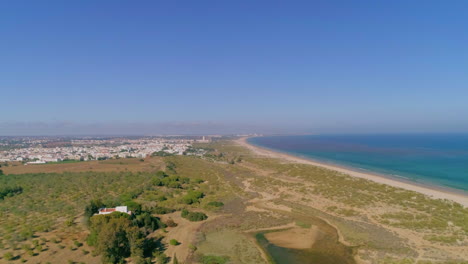 aerial wide view of natural scenery of cacela velha landscape. algarve