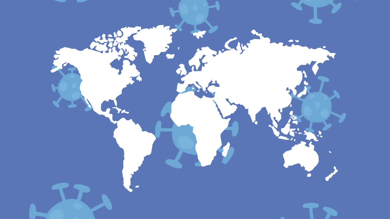 지구와 코로나19 입자 애니메이션