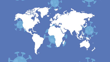 world planet and covid19 particles animation
