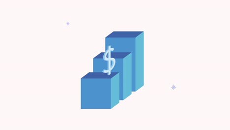 símbolo de dinero en barras estadísticas