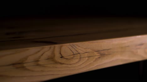 close-up of a wooden table edge