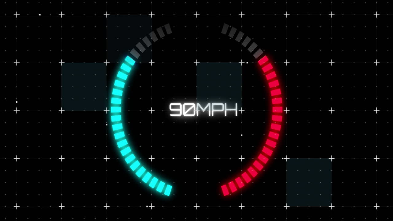 Animation of speedometer and white spots on black background