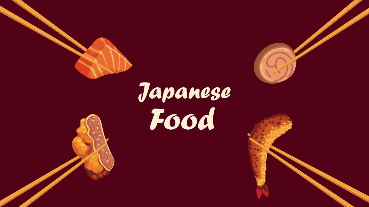 Pratos de Comida Japonesa com Hashis