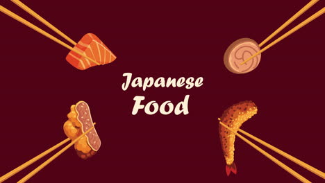 japanese food dishes with chopsticks