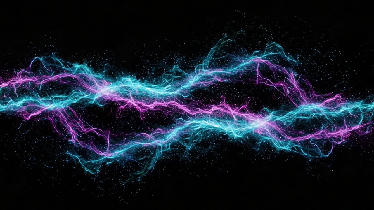 Dynamic Display of Electric Energy: A Stunning Visual Contrast of Vibrant Blue and Pink Lightning Effects Against a Dark Background