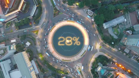 roundabout with a loading screen hud - 3d graphics animation - top down aerial