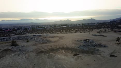 flying the drone over the dessert land in the apple valley. (california)
