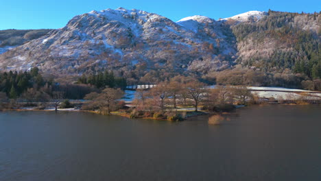 flying over bassenthwaite lake towards barf mountain in the english lake district