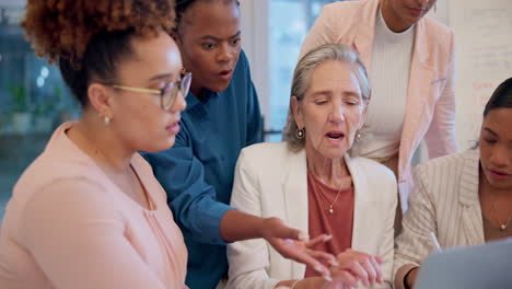 business people, women and laptop with teamwork