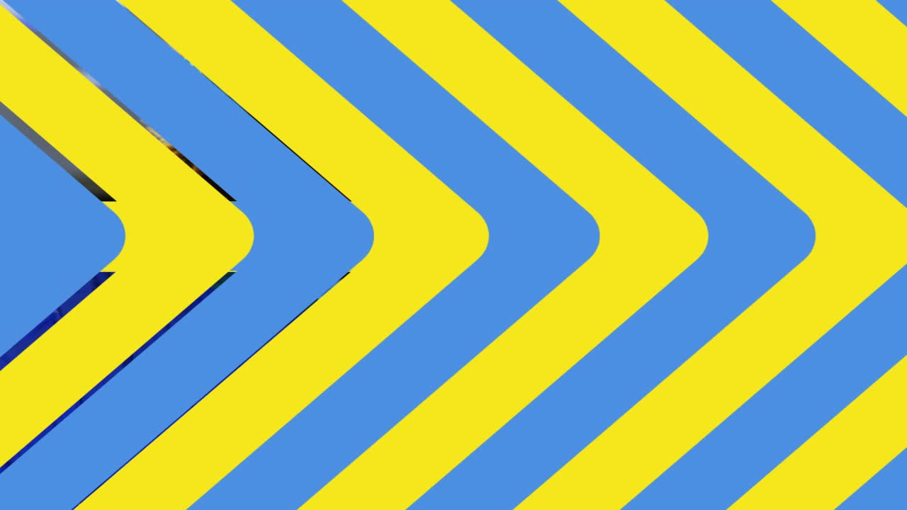 animación de chevrón amarillo y azul sobre cirujanos caucásicos femeninos y masculinos durante la operación