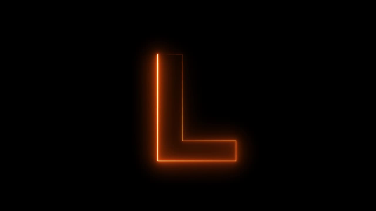 animación de neón letra sin costuras l. fondo de video 4k.