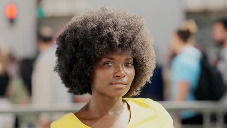 Portrait of a woman with an afro