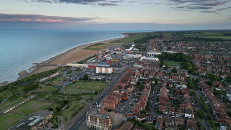 aerial footage of skegness, a summer holiday destination with something for everyone, from adrenaline-pumping activities to relaxing days by the sea