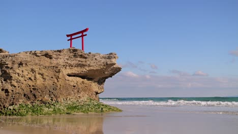 Famous-Shirahama-Beach-shrine-in-Shimoda-Japan-on-clear-day