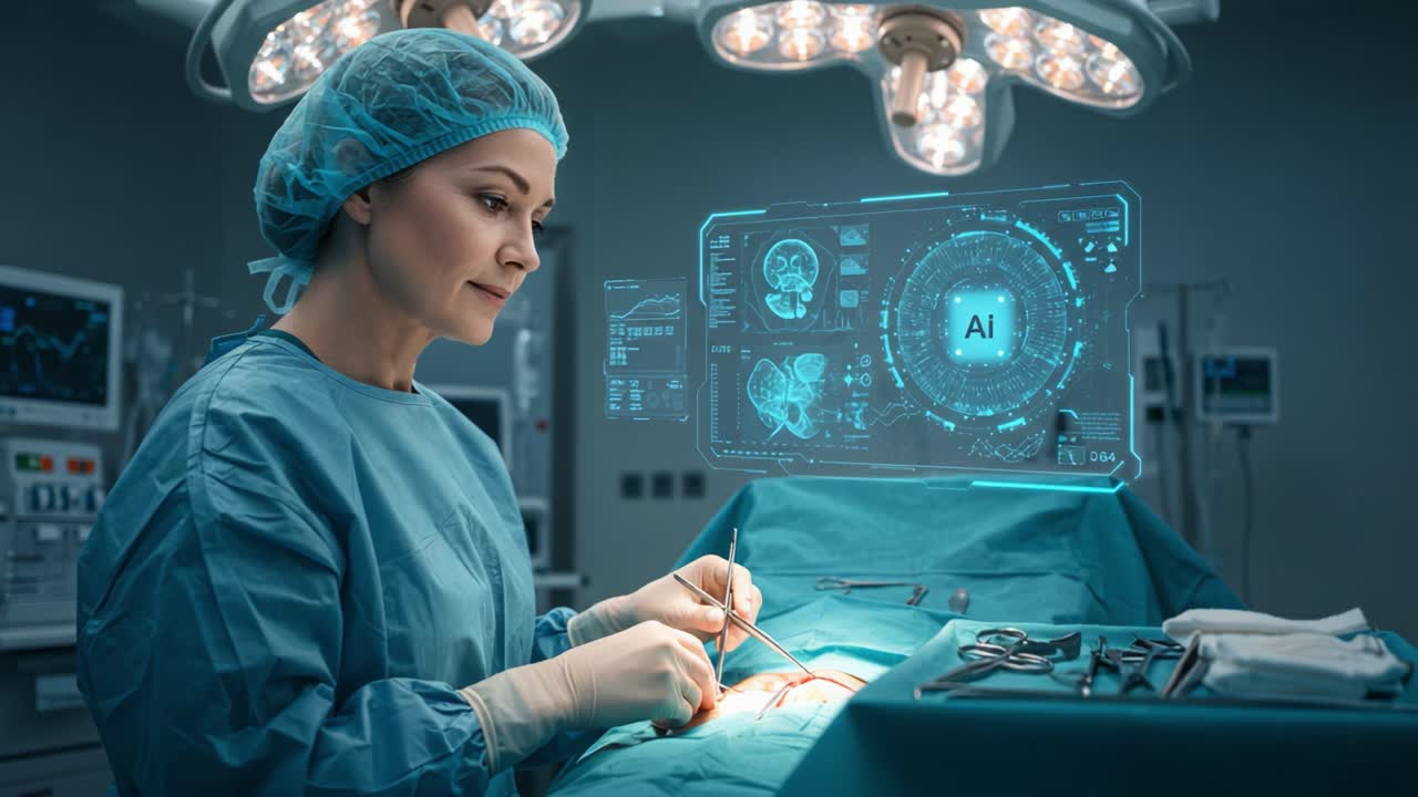 A skilled surgeon conducts a complex operation in a high-tech operating room, utilizing advanced technology to enhance precision and patient safety during the procedure