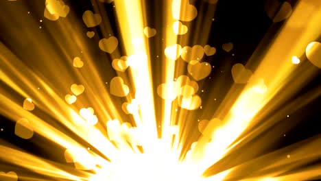 golden hearts light rays