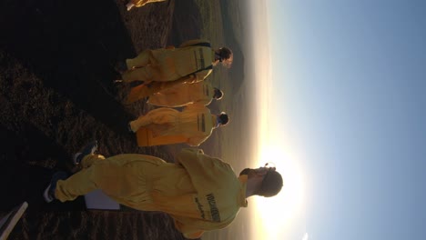 group of people excursion trip visiting volcano cerro negro sunset nicaragua