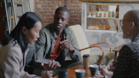 business meeting in coffee shop