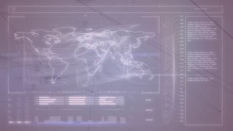 Animation-of-connections-and-data-processing-on-digital-screen-with-world-map