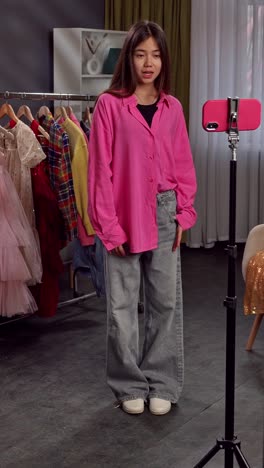 Fashion blogger demonstrating stylish outfits