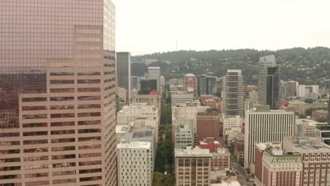 aerial shot down portland city grid