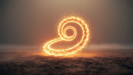 A Captivating Spiral of Flame: An Enigmatic Dance of Light and Energy Illuminating the Darkness with Fiery Brilliance and Motion in a Mystical Environment