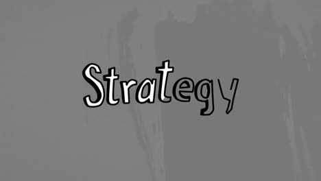 animation of strategy text on grey background