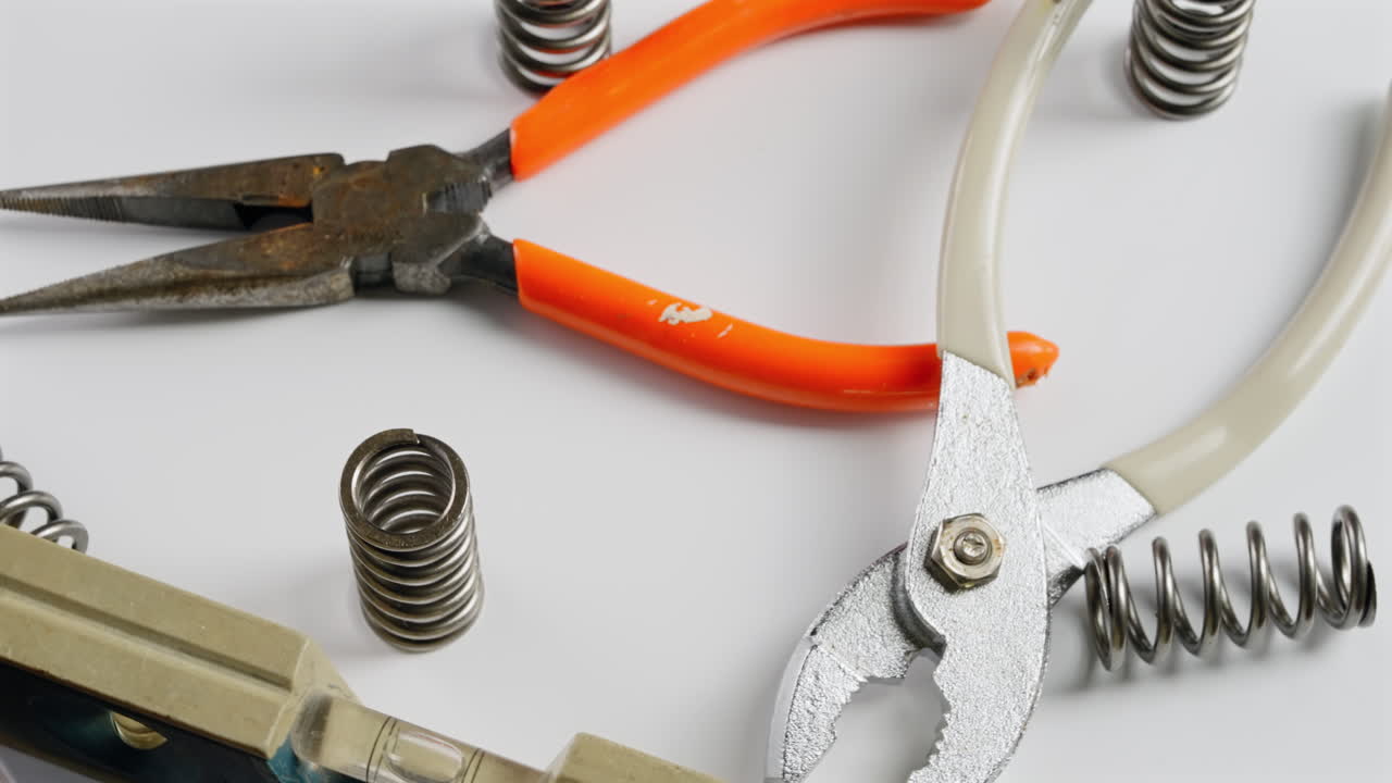 herramientas domésticas y piezas aleatorias que uno podría encontrar en un cajón de cocina o taller - plato giratorio