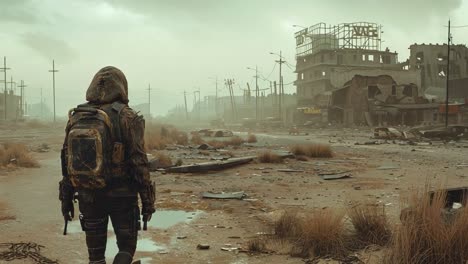 post-apocalyptic wasteland scene
