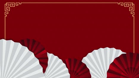 animation of chinese new year fan pattern on red background