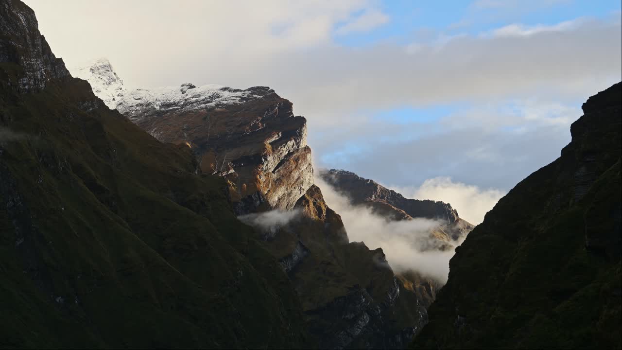 Close Up Rugged Rocky Mountains Landscape, Sharp Rocks and Bare Rugged Mountain Landscape Close Up in Himalayas Mountains in Nepal