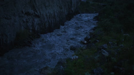 mountain river in a canyon at dusk