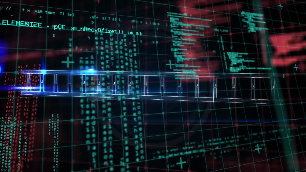 animación del procesamiento de datos científicos sobre un fondo oscuro