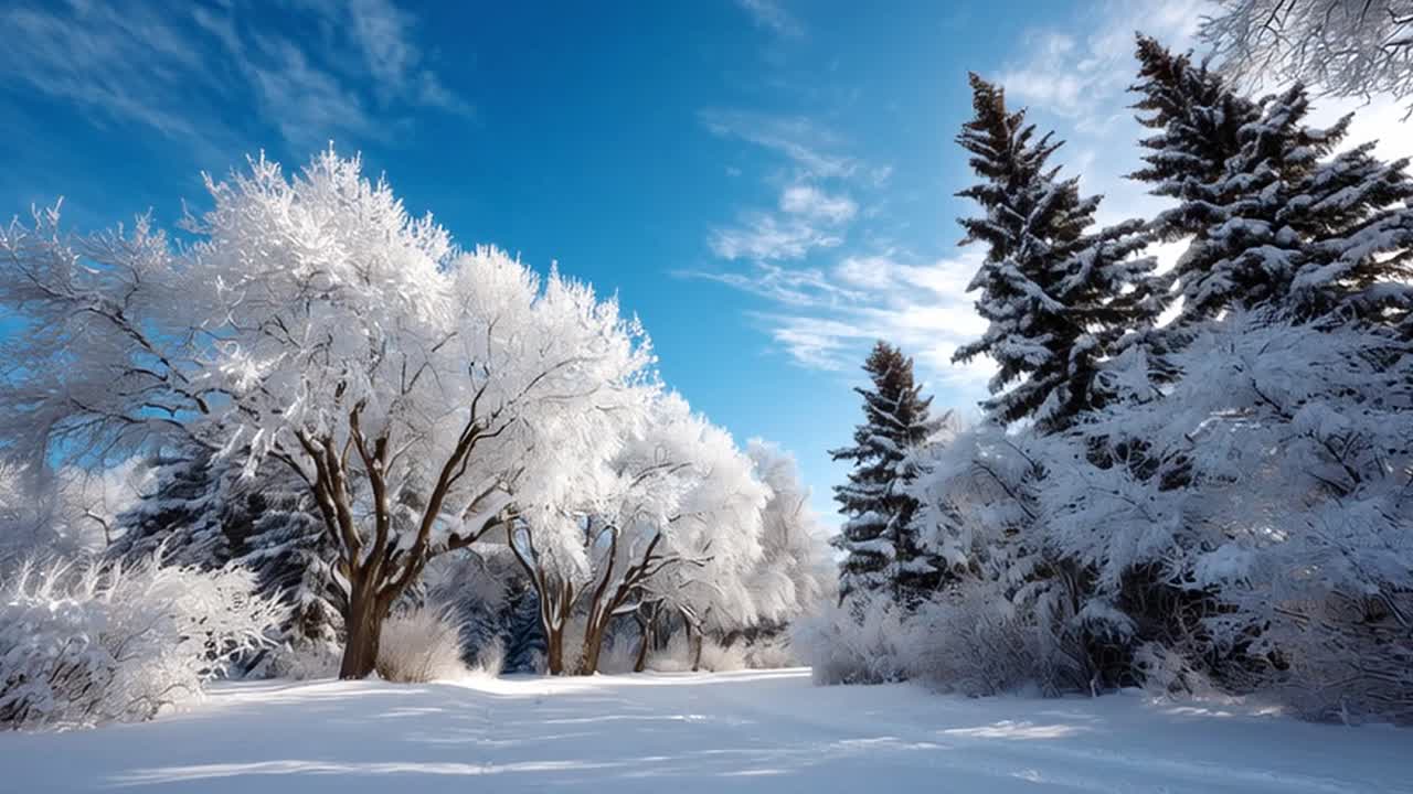 Paisagem de inverno nevada com céu azul