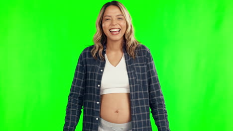 laughing, happy and portrait of a pregnant woman